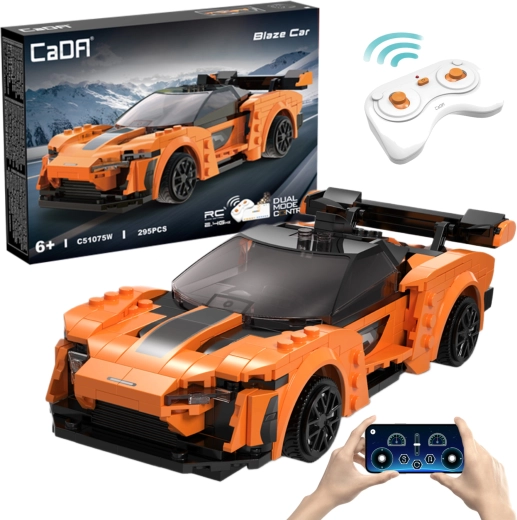 Konstruktorski set CaDA RC sportski automobil BLAZE CAR, narančasti, Dual Mode, 295 dijelova