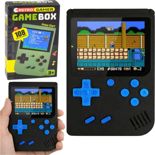 Portable retro gaming console with LCD display – 108 games