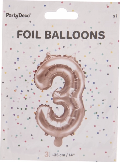 Folijski balon broj 3 biserno ružičasti 35 cm