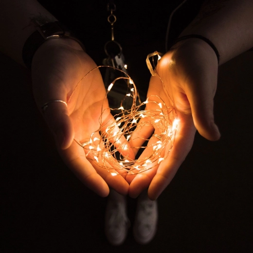 LED light chain with 10 warm white LEDs, 1 m, battery-powered