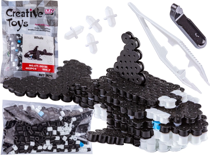 3D iron-on beads – orca template (bag)