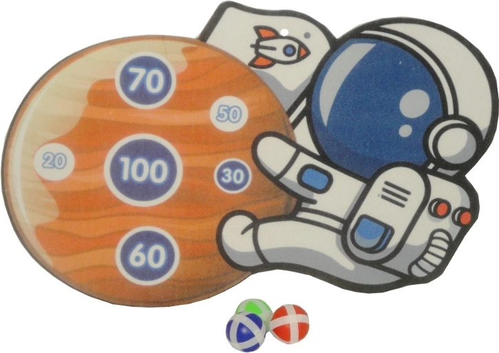 Dječja igra s metom i lopticama na čičak – svemirski motiv astronauta