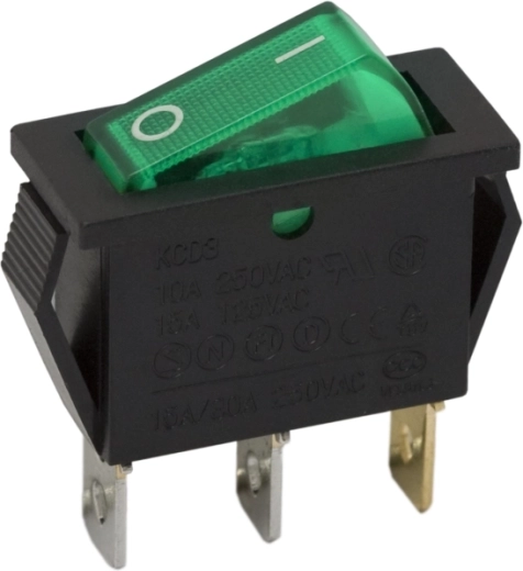 Rocker switch with green LED backlight