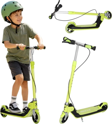 Trike Fix kids’ foldable scooter with LED wheels, neon green