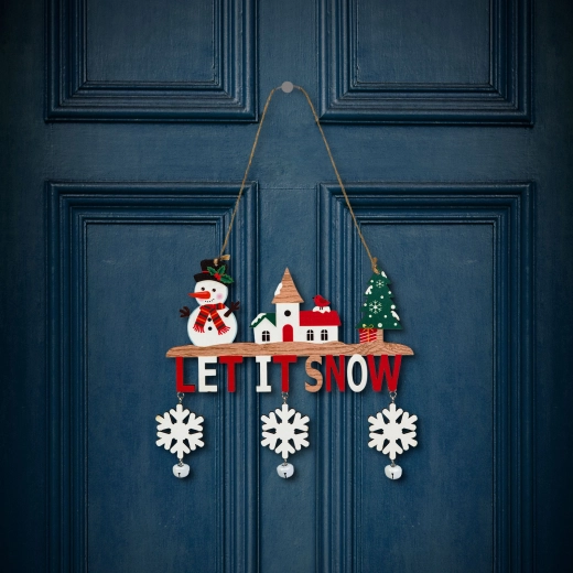 Christmas Hanging Wooden Decoration with Bells, 23 × 20 cm - 1 piece
