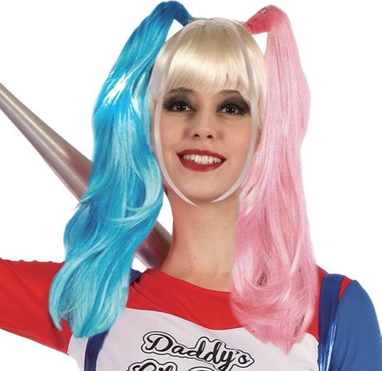 Dječja perika Harley Quinn – crno-crvena karnevalska perika