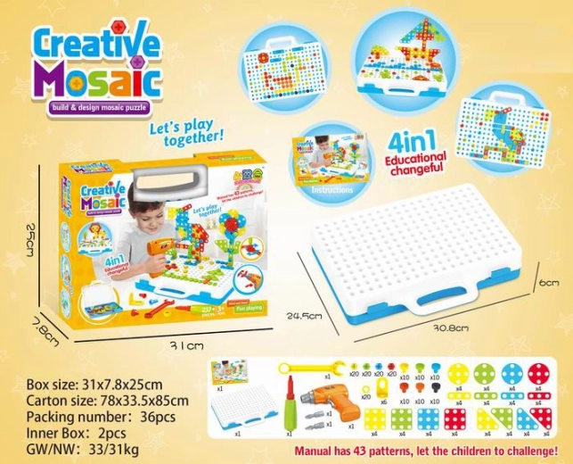 Construction set with kids' drill (43 pieces)