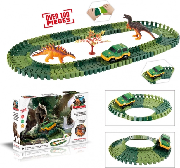 Promjenjiva staza s dinosaurusima – 100 dijelova sa svjetlećim autićem