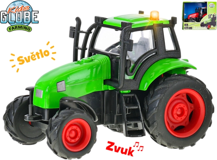 Kids Globe Farming metalni traktor 11 cm s inercijskim pogonom, svjetlom i zvukom