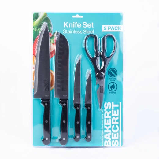 Baker's Secret set of 4 kitchen knives and scissors