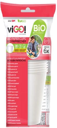 Bio papirnate čaše 250 ml VIGO, 6 kom