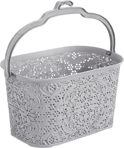 Viseća košarica za kvačice 22 × 14,5 × 13,5 cm, plastika, svijetlosiva
