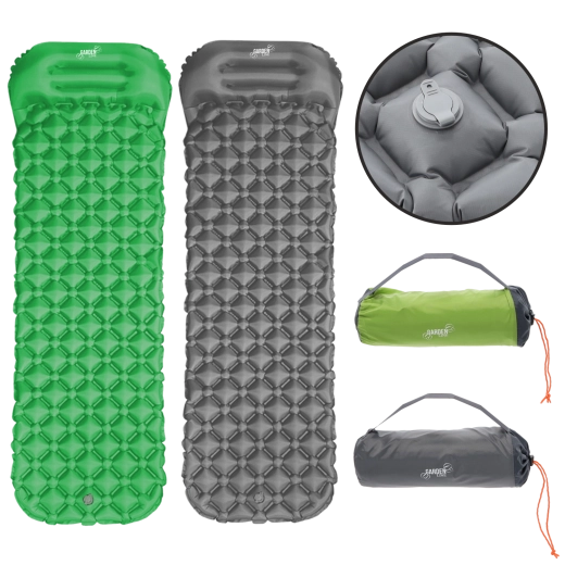 Nafukujuća turistička podloga s jastukom 190 × 56 × 5,5 cm, siva/zelena