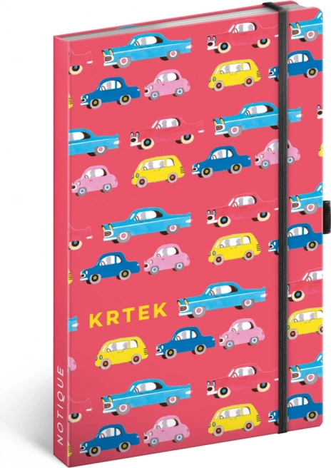 Rupčasto crtani notes s tvrdim koricama 13 × 21 cm s gumicom i držačem