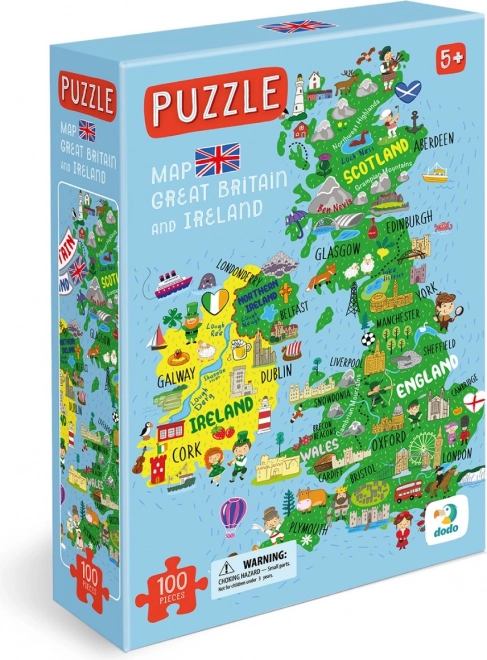 Puzzle karta Ujedinjenog Kraljevstva i Sjeverne Irske 100 dijelova DODO