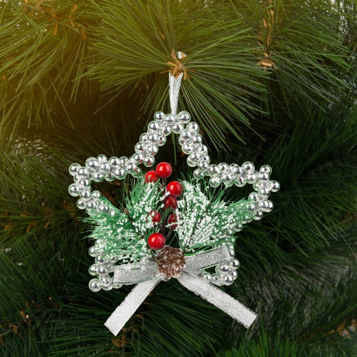 Christmas Hanging Decoration – Silver Star 10 cm