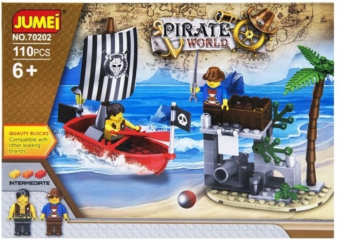 Jumei Pirate World building set 110 pieces, pirate ship and watchtower - 1 piece