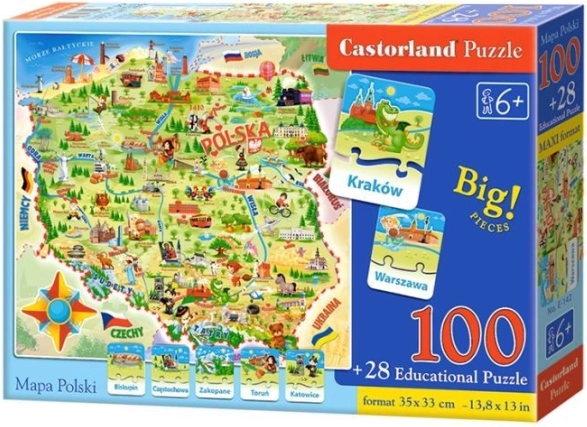 Castorland Karta Poljske 100 dijelova i kviz Puzzle