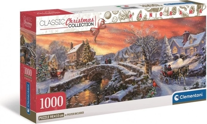 Clementoni panorama puzzle Božićni gradić 1000 dijelova