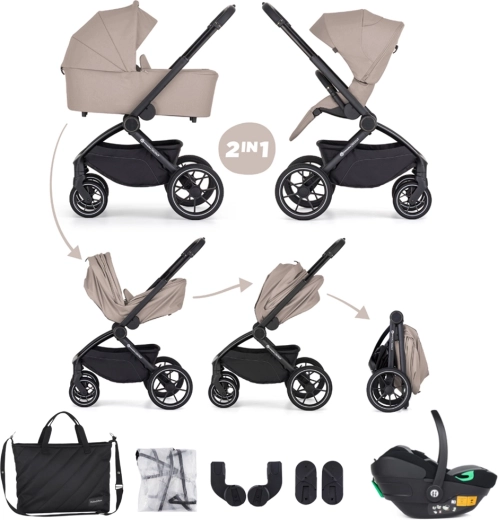 Petite&Mars kombinirana kolica Scout 3u1 cappuccino cream s autosjedalicom Core Pro i-Size