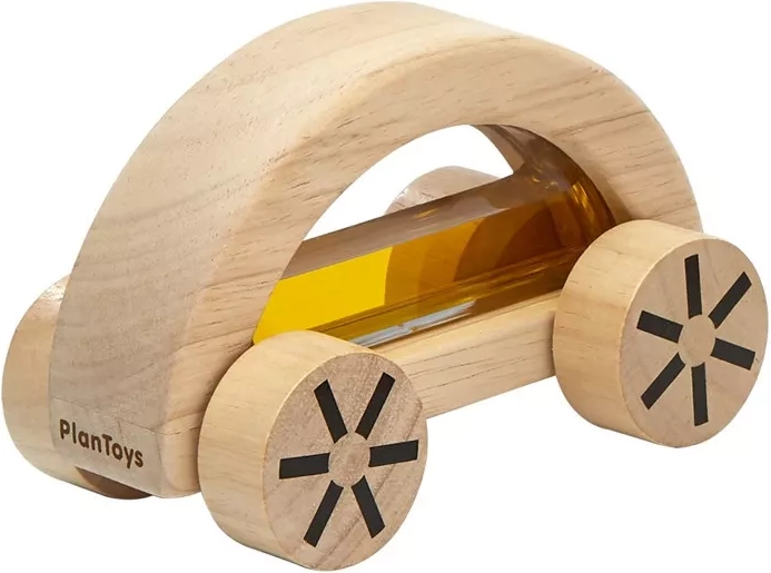 PlanToys drveni autić s vodom žuti - 1 komad