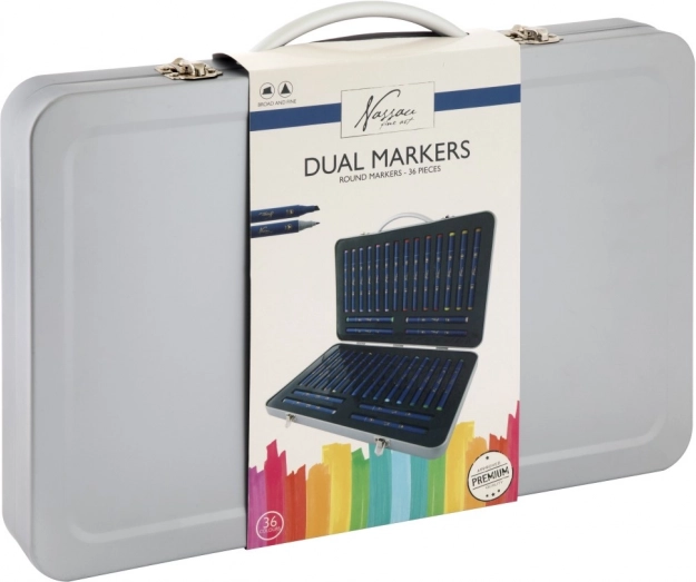 Set dvostranih flomastera 36 kom u metalnom koferu