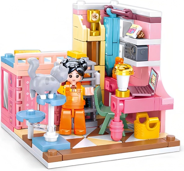 Konstrukcijski set Sluban Girls Dream mini spavaća soba – 210 dijelova, 2 figurice