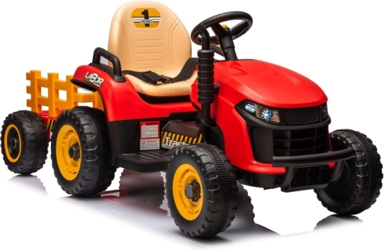 Kids' electric tractor with trailer – red