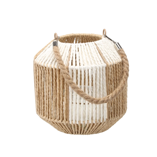 Lampion sa staklenom uloškom 20 cm – šahovski uzorak