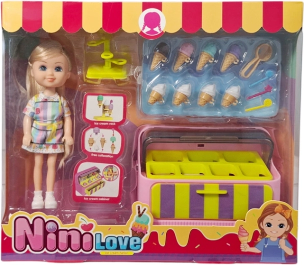 Doll with Ice Cream Shop Candy Stand