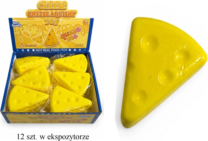 Anti-stress squishy squeeze toy in the shape of cheese (triangle)