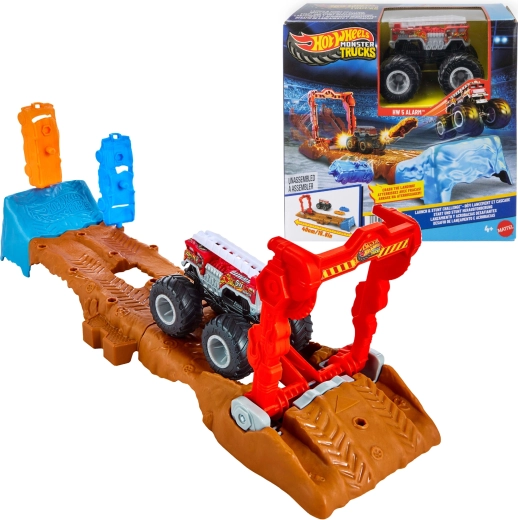 Hot Wheels Monster Trucks igraći set staza s vozilom HW 5 Alarm i 2 dodatka