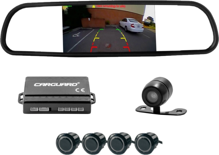 Parking Set with Reversing Camera, Sensors and Display in the Rear-View Mirror