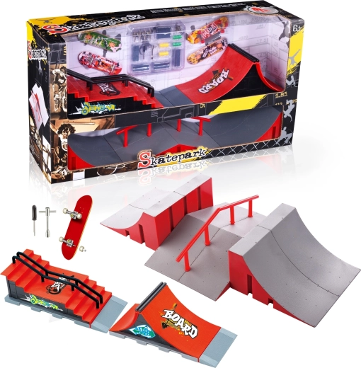 Fingerboard skatepark set XL sa stubištem, ogradom i 2 fingerboarda