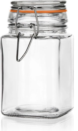 Staklena hermetička posuda 260 ml kvadratna s patentnim zatvaračem Lina