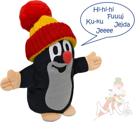 Moravská ústředna Krtek govoreća plišana lutka za ruku s crvenom kapom 25 cm - 1 komad