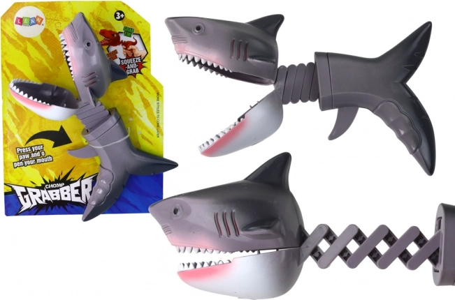 Igračka za grizenje morski pas na opruzi – siva