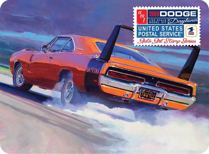 AMT plastični model 1969 Dodge Charger Daytona 1:25 (USPS Stamp Series Collector Tin)