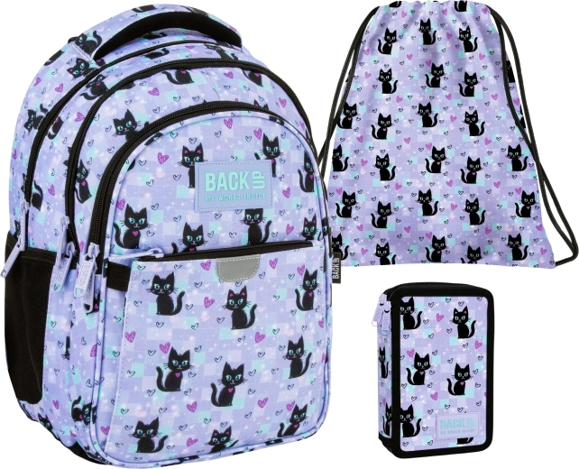 BackUP Magic Cats school set 3-in-1 – backpack, equipped pencil case and gym bag