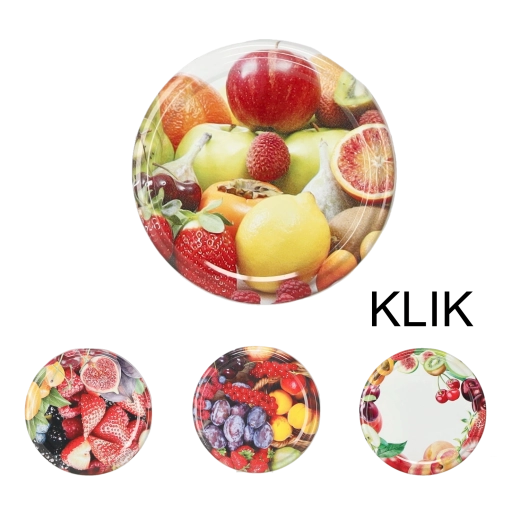 Set poklopaca za staklenke za konzerviranje 63 mm s motivom voća, 10 kom