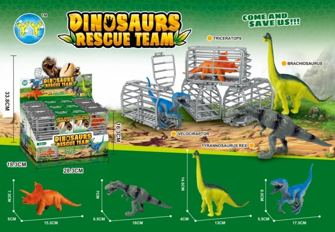 Figurica dinosaura 16 cm s kavezom i dodacima
