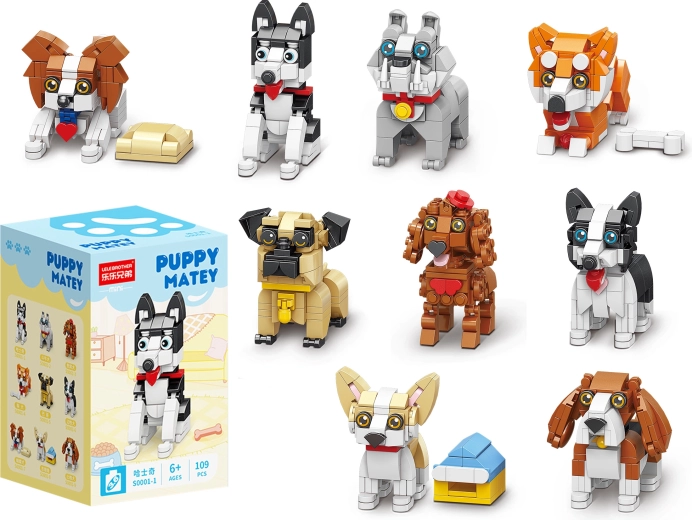 Puppy Matey mini građevinski set slatkih psića (9 varijanti) - 1 komad