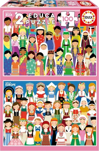 Educa puzzle Djevojke iz Europe i Azije 2×100 dijelova