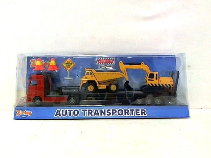 Car Transporter with Two Construction Vehicles