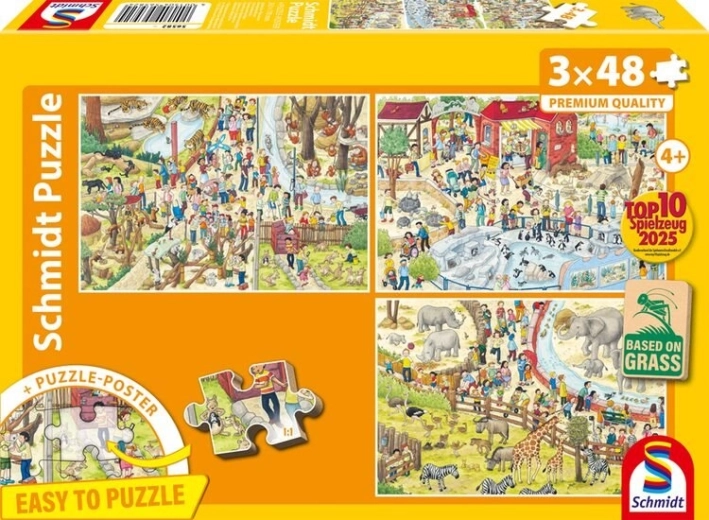 Puzzle Zabava u zoološkom vrtu 3×48 dijelova SCHMIDT