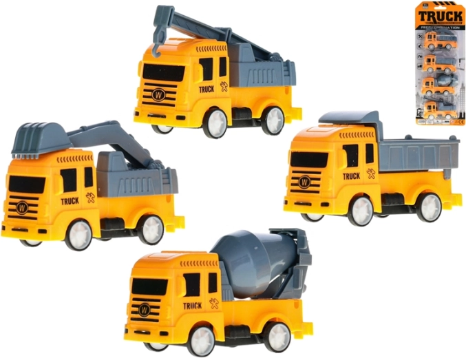 Set građevinskih vozila s povratnim pogonom 8–9 cm, 4 kom