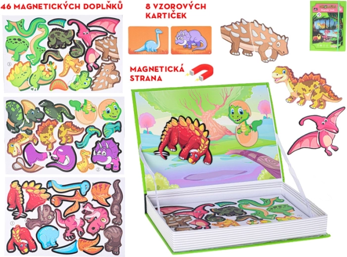Magnetic dinosaur book (46 pieces + 8 cards)