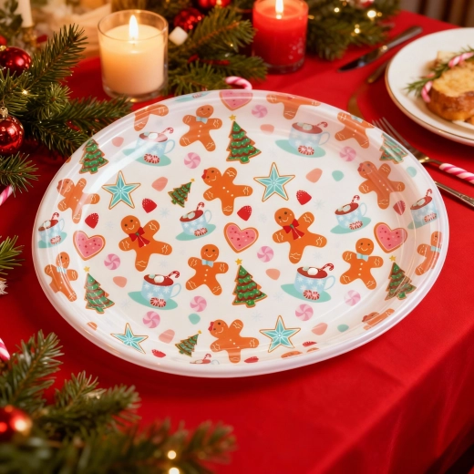 Christmas Plastic Serving Tray 36 × 26 cm