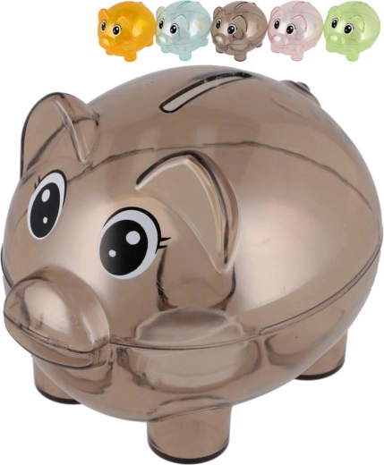 Transparent piggy bank in the shape of a pig 10 cm