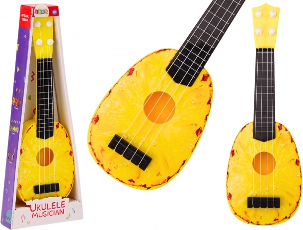 Ukulele za djecu s motivom ananasa, žuto